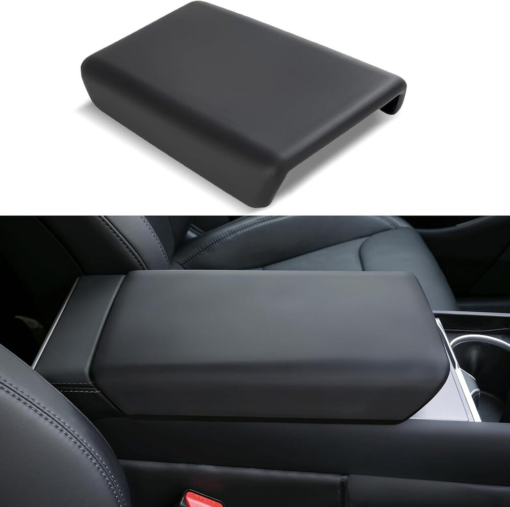 Center Console Armrest Cover, Tesla Model Y 25/26, Model 3 24/25 Highland, Black